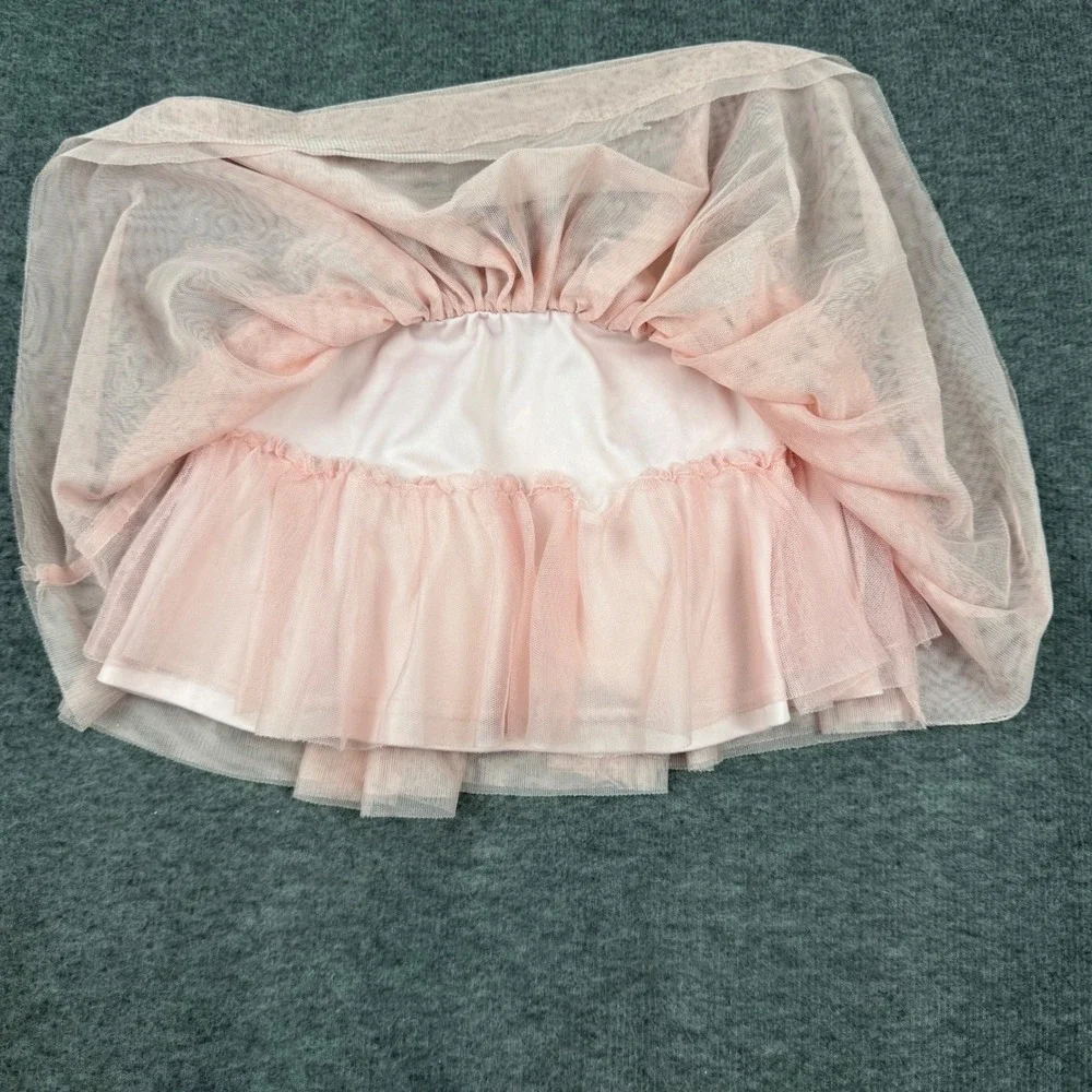 btween‎ Tutu Skirt Girls 3T Pink Silver Glitter Waistband Tulle Skort 20107